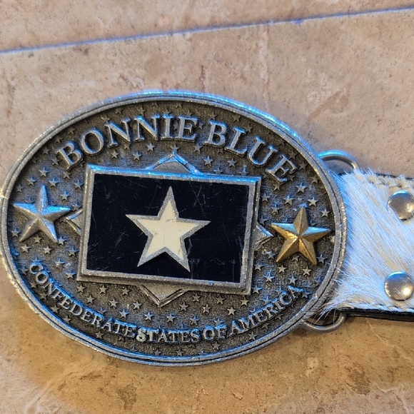 Black and White Belt With Custom Buckle - Picture 2 of 6